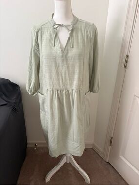 Tie-Neck Midi Dress in Light Sage